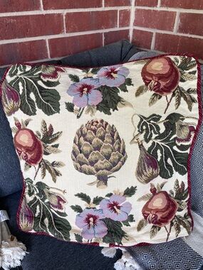 Laura Ashley cushion cover pillow tapestry 20 x 20” 
vintage fruits floral